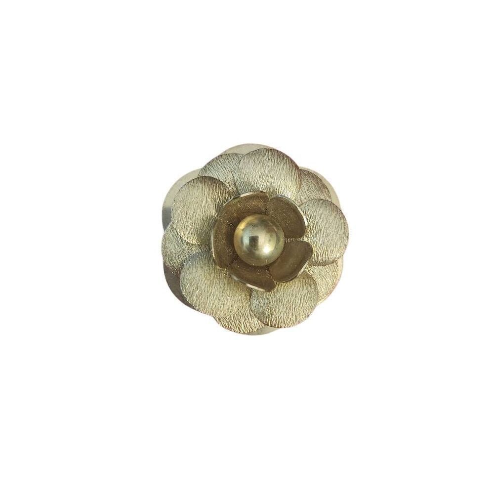 Vintage Silver Tone Flower Scarf Clip